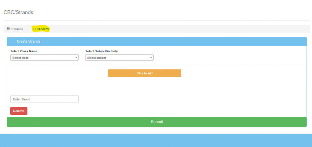 Add/Edit/View Strand settings - DigiSkool